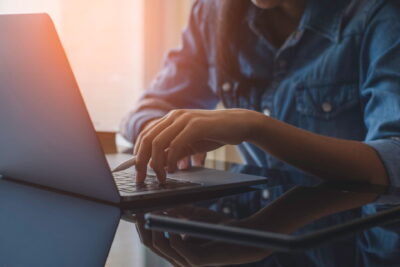 Person working on a laptop