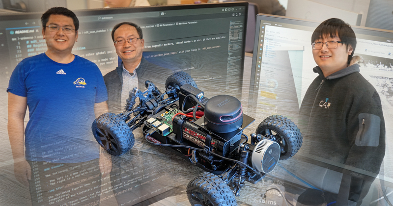 The Autonomous Driving Academy will be led by three scholars (from left): William He, a fourth-year computer science doctoral candidate; Weisong Shi, chair of UD’s Department of Computer and Information Sciences; and Ren Zhong, a visiting doctoral student at the CAR Lab, a UD-based center for self-driving technology. The course gets under way in July, and applications are being accepted through June 13.
